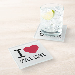 I LOVE TAI CHI GLASS COASTER