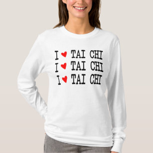 I love Tai Chi, Red Heart, I Heart Tai Chi 3 Rows T-Shirt