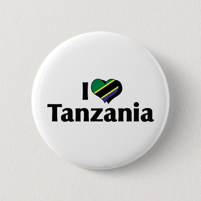 I Love Tanzania Flag Pinback Button (Front)