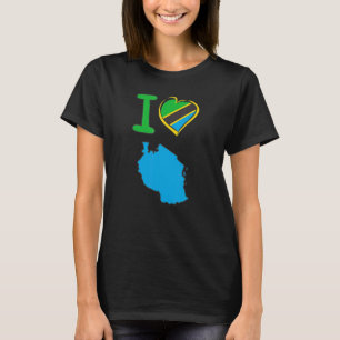 I love Tanzania Tanzanian flag in the shape of a h T-Shirt