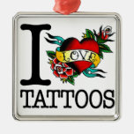 I Love Tattoos Tattoo Inked Tat Design Metal Ornament at Zazzle