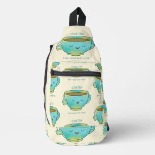 I Love Tea Both Herbal and Verbal Funny Tea Lover Sling Bag