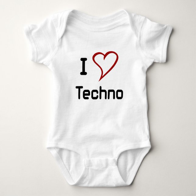 I Love Techno Baby Bodysuit (Front)