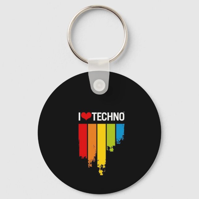 I Love Techno Keychain (Front)