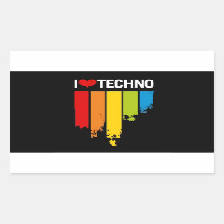 I Love Techno Music Rectangular Sticker
