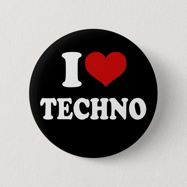I Love Techno Pinback Button (Front)