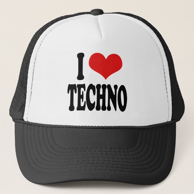 I Love Techno Trucker Hat (Front)