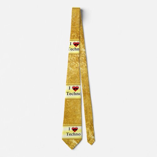 I love techno With a funny red heart singing Neck Tie