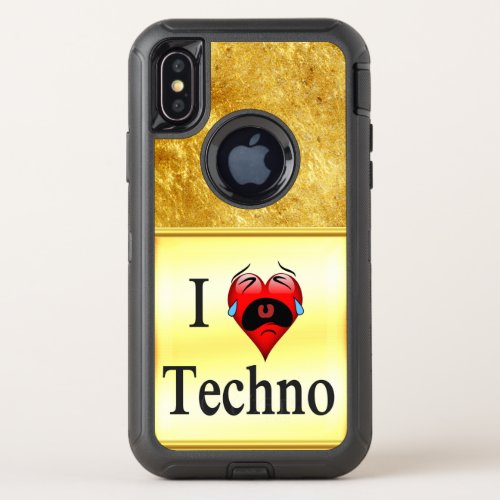 I love techno With a funny red heart singing OtterBox Defender iPhone X Case