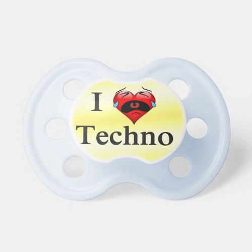 I love techno With a funny red heart singing Pacifier