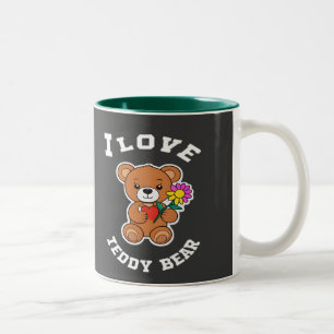 I Love Teddy Bear Graphic Art Design.png Two-Tone Coffee Mug