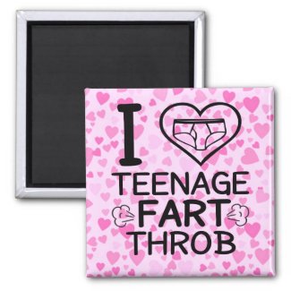 I Love Teenage Fart-throb 2 Inch Square Magnet