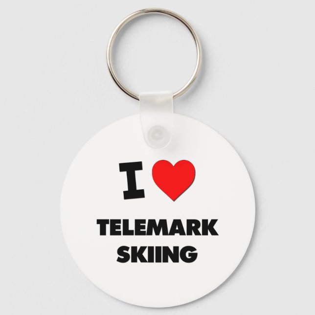 I Love Telemark Skiing Keychain (Front)