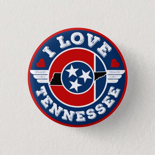 I Love Tennessee State Flag and Map Button