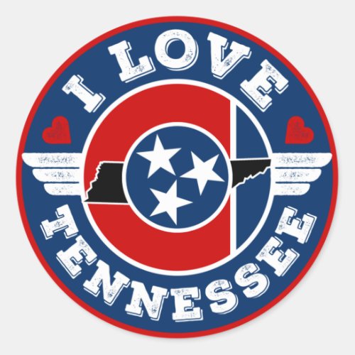 I Love Tennessee State Flag and Map Classic Round Sticker