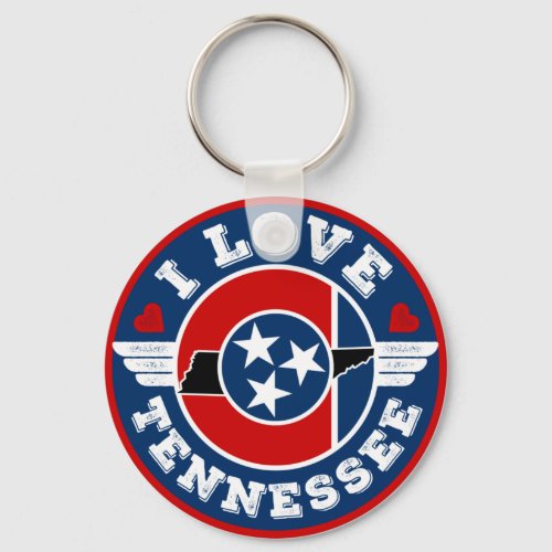 I Love Tennessee State Flag and Map Keychain