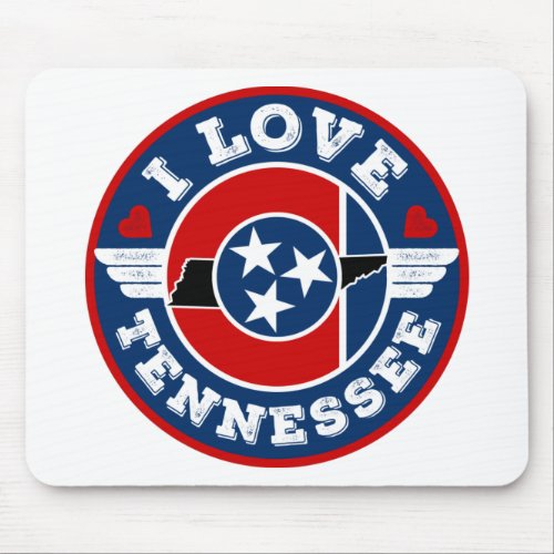 I Love Tennessee State Flag and Map Mouse Pad