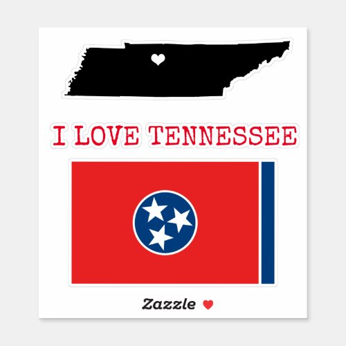 I Love Tennessee State Map Flag Sticker