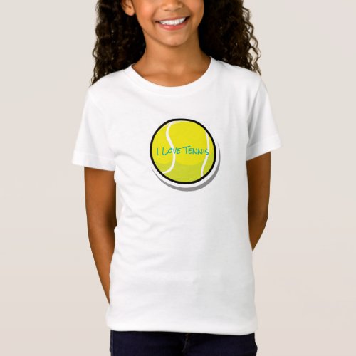I Love Tennis Ball Sports Game Fun Kids T_Shirt