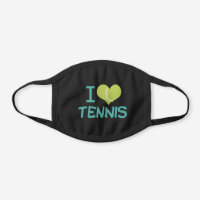 I Love Tennis Black Cotton Face Mask