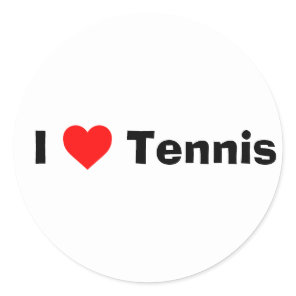 I love Tennis  Classic Round Sticker