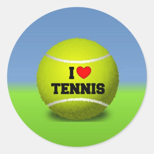 I Love Tennis Classic Round Sticker