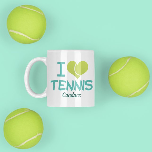 I Love Tennis Cute Custom Coffee Mug (Creator Uploaded)