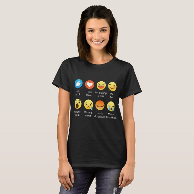 I Love Tennis Emoji Emoticon Graphic Tee Shirt (Front Full)