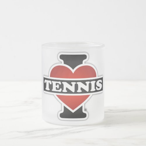 I Love Tennis Frosted Glass Coffee Mug