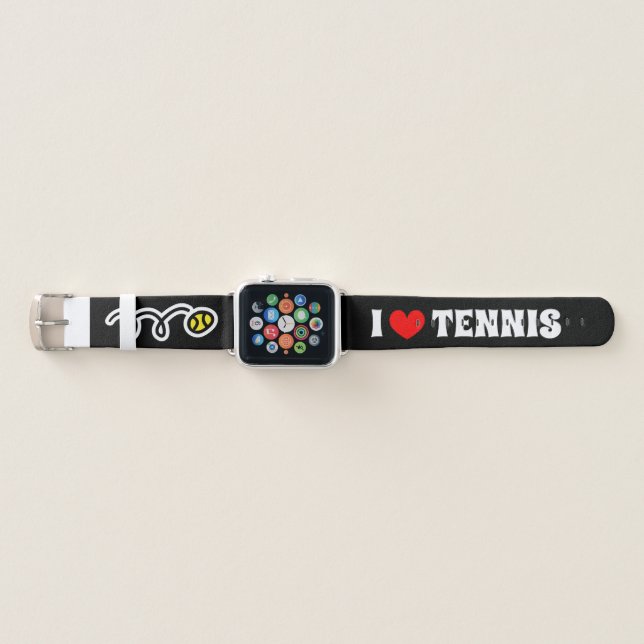 I love tennis - Funny yellow tennis ball Apple Watch Band (Front)