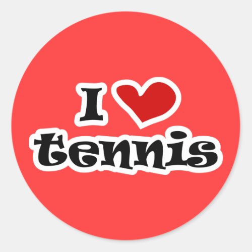 I love tennis gifts and t shirts with heart design classic round sticker