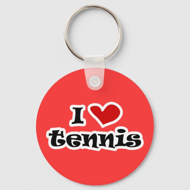 I love tennis gifts and t shirts with heart design keychain (Front)