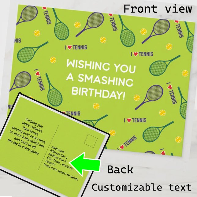 🎾 I💚 love tennis Happy Birthday PostCard (Creator Uploaded)