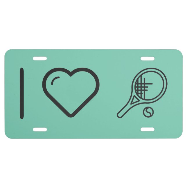 I Love Tennis License Plate (Front)