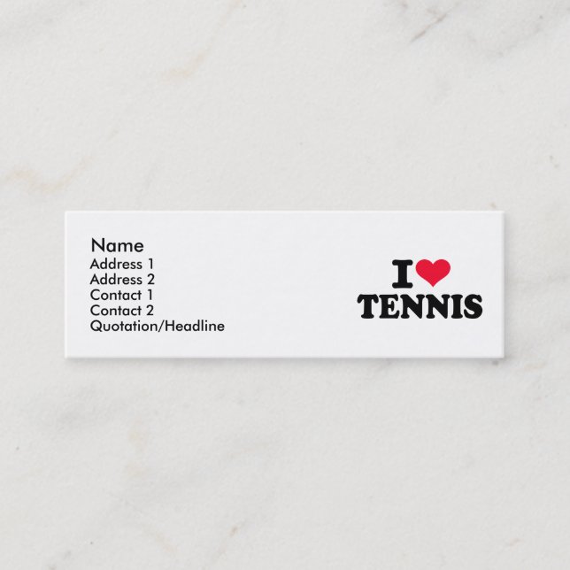 I love Tennis Mini Business Card (Front)