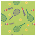 💚🎾 I love tennis on fresh green, custom size Fabric