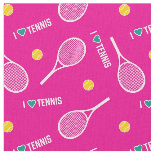 I love tennis on vivid pink and white fabric