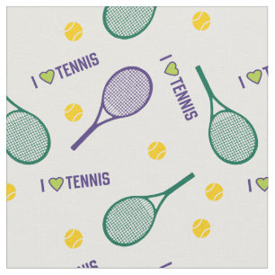 💚🎾I love tennis on white 2 Fabric