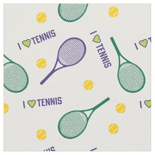 💚🎾I love tennis on white 2 Fabric