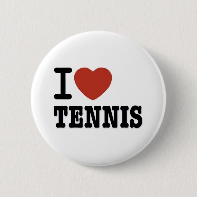 I LOVE TENNIS PINBACK BUTTON (Front)