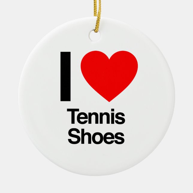 i love tennis shoes ceramic ornament (Front)