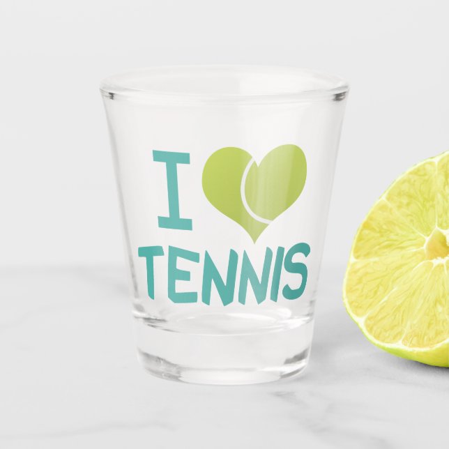 I Love Tennis Shot Glass (Front)