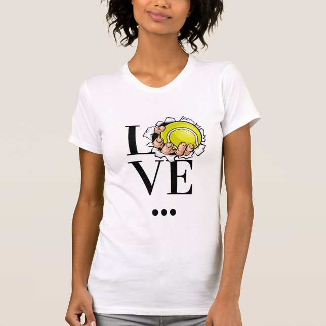 I Love Tennis Sports Passion Hobby Yellow Ball T-Shirt (Front)