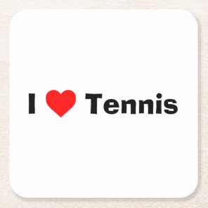 I love Tennis  Square Paper Coaster