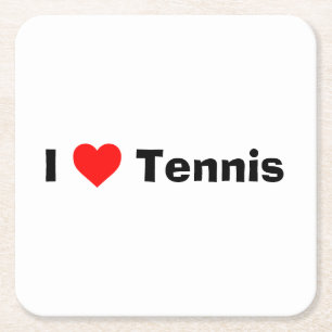 I love Tennis Square Paper Coaster