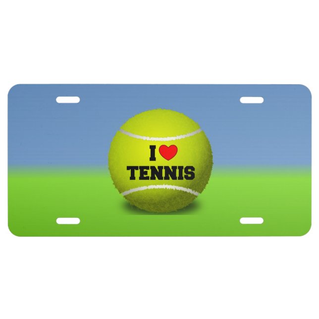 I Love Tennis - tennis ball - grass License Plate (Front)