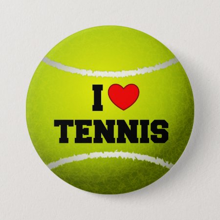 I Love Tennis - Tennis Ball - Grass Pinback Button