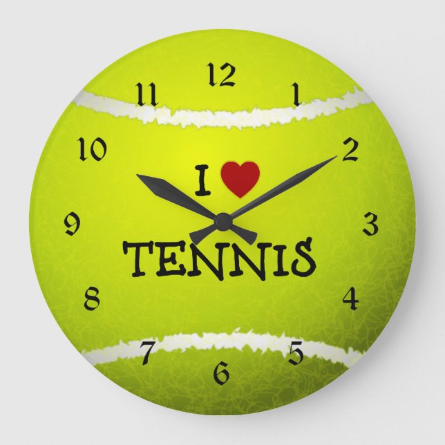 I Love Tennis - Tennis Ball Large Clock (Front)