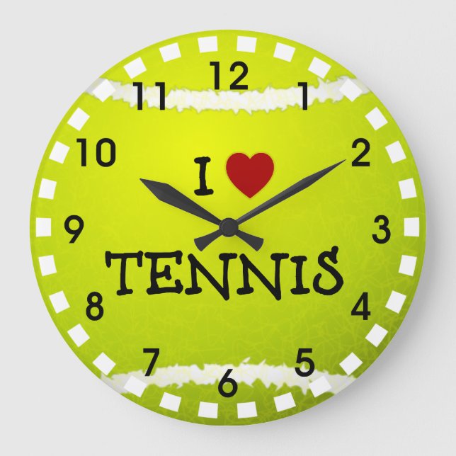 I Love Tennis - Tennis Ball Large Clock (Front)