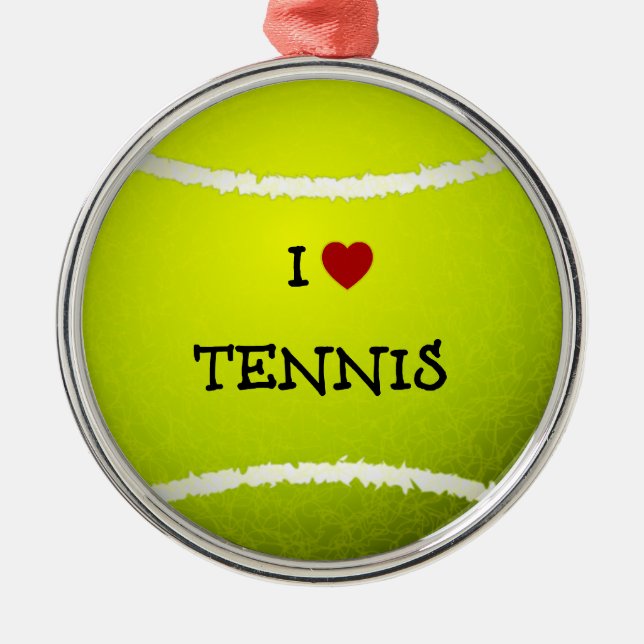 I Love Tennis - Tennis Ball Metal Ornament (Front)
